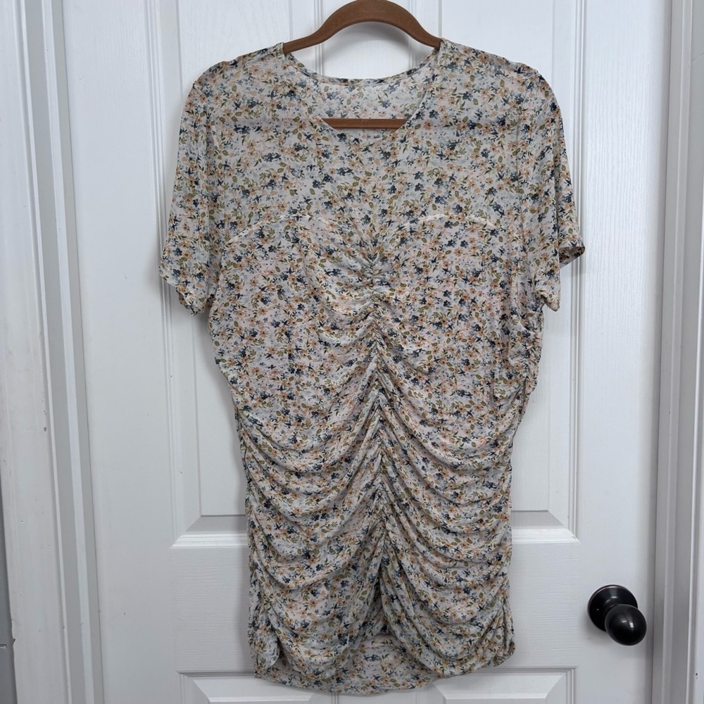 Ivory Floral Ruched Top | Torrid Size 2 - Picture 8 of 8